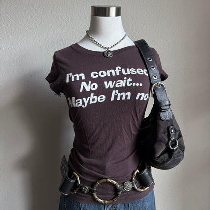 Confused fitted slogan tee