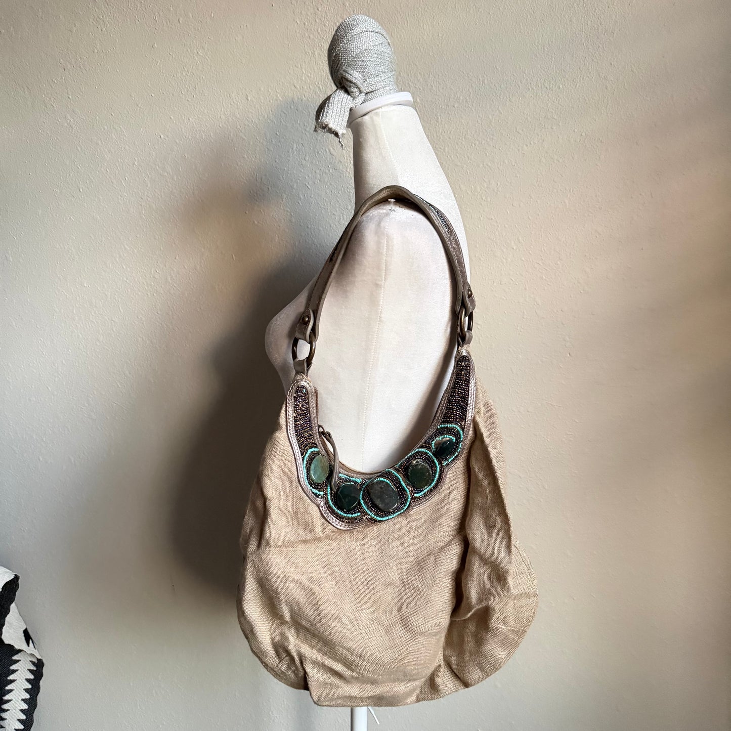 boho beaded hobo shoulder bag