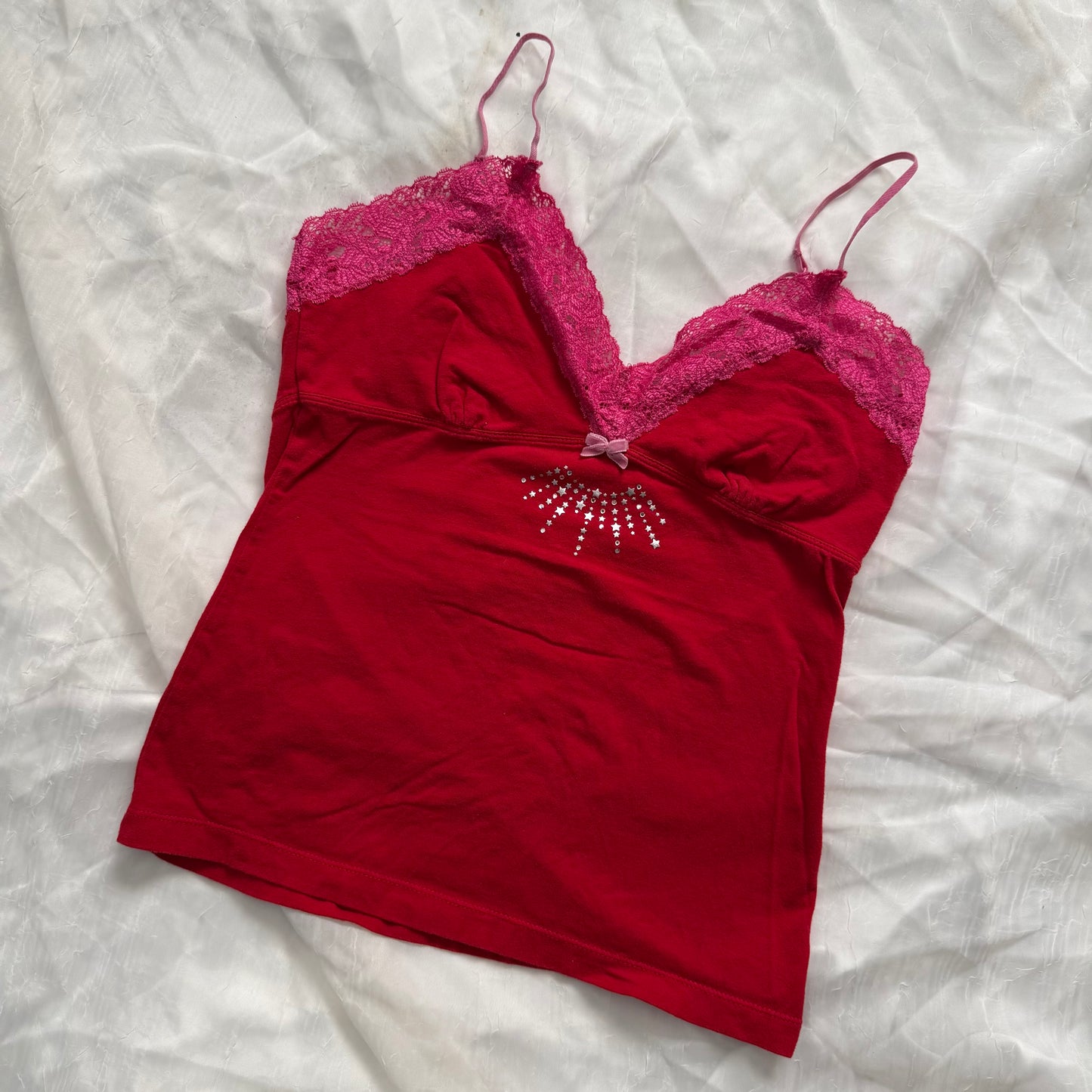 PINK lace fitted cami