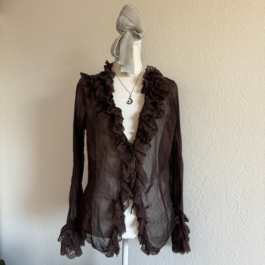 Fairy brown ruffle sleeved top