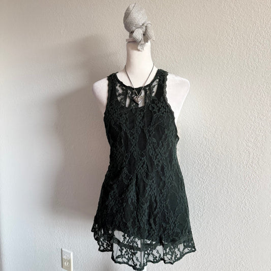 Lace green boho tank top