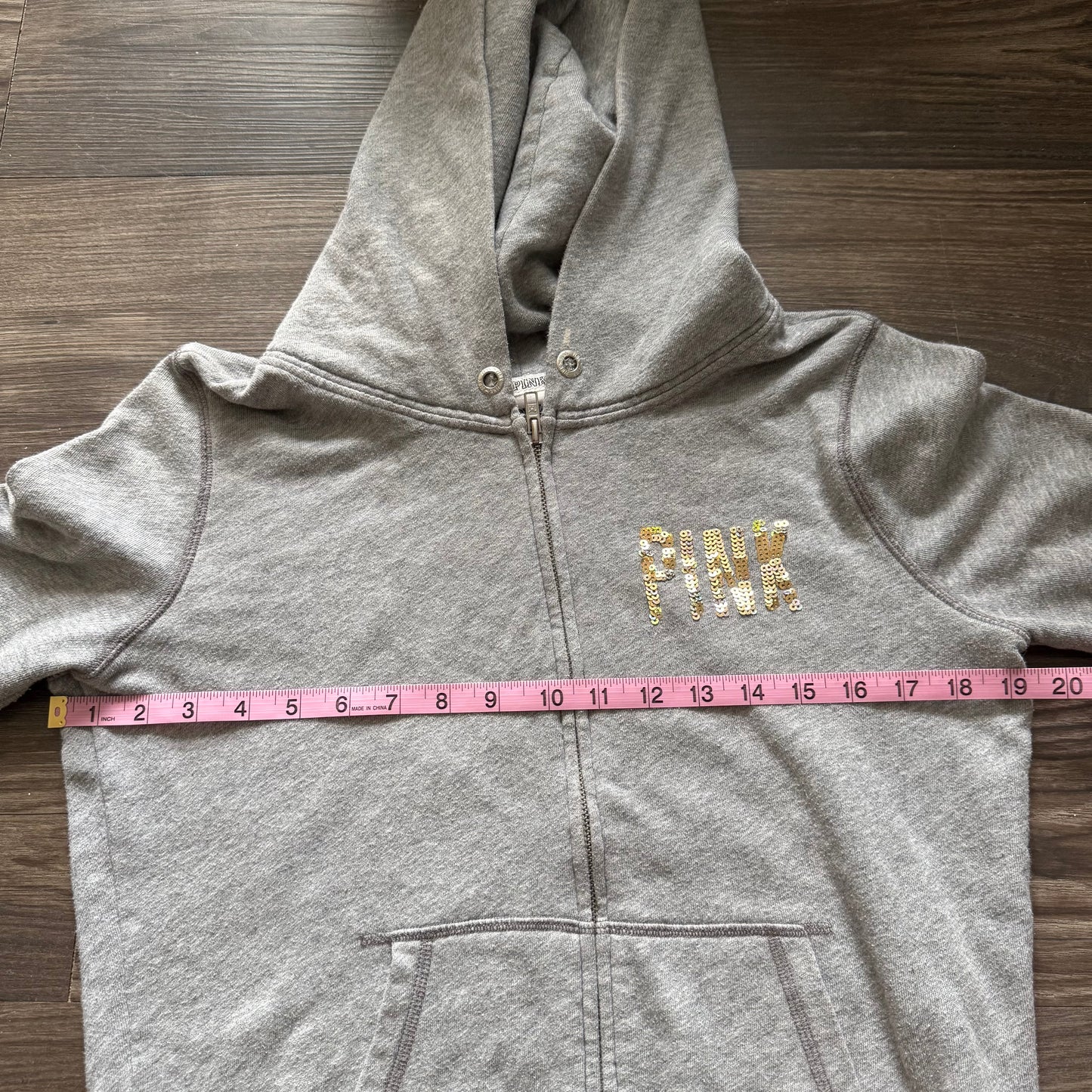 PINK sequin zip up hoodie