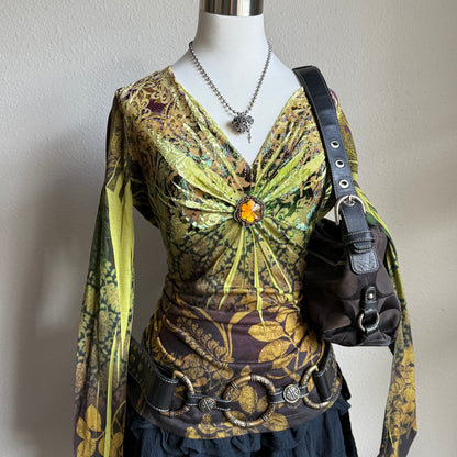 Whimsy grunge green top
