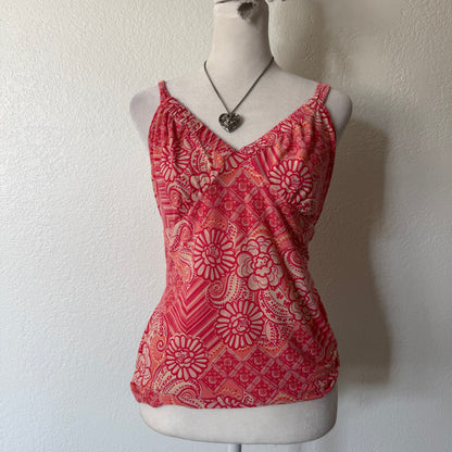 Pink flower paisley cami