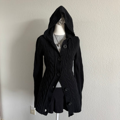 Black cable stitch fitted sweater