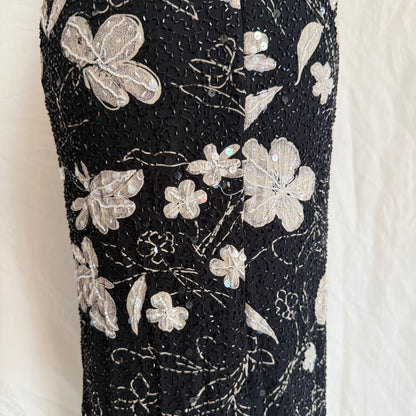 2000s Adriana Pappell fully beaded slit dress