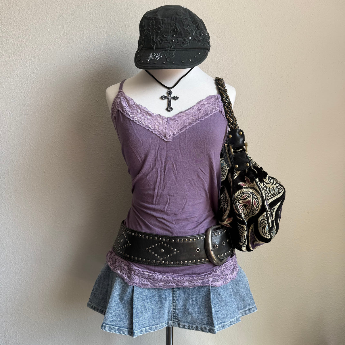 Flora’s purple tank top