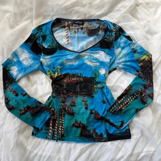 y2k euro style long sleeve top