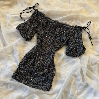 Express leopard sequin top