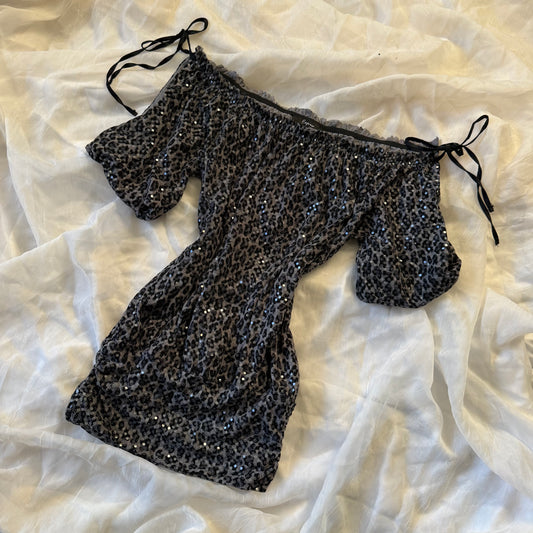 Express leopard sequin top