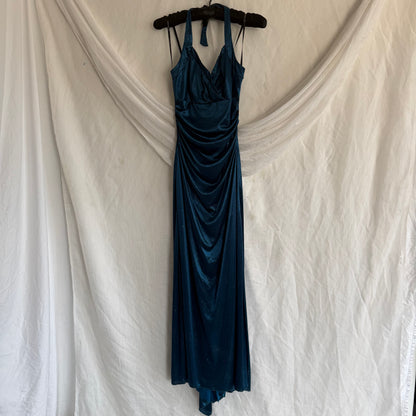 2000s City Triangles blue glitter draping dress