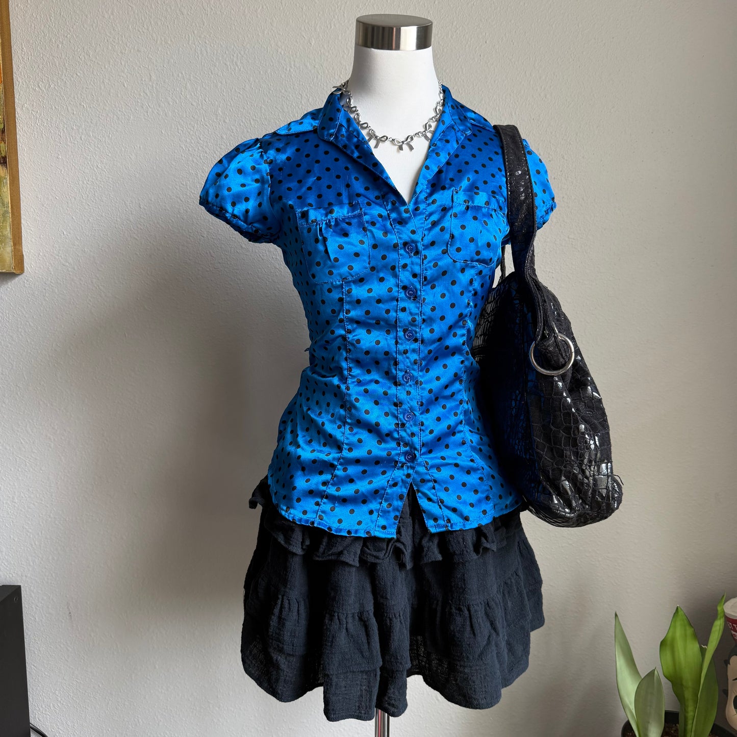 Polka dot babydoll button up