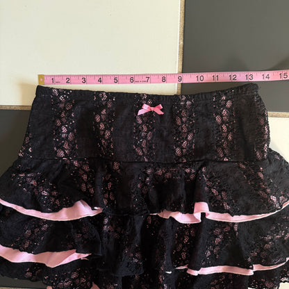 Black lace frilly mini skirt