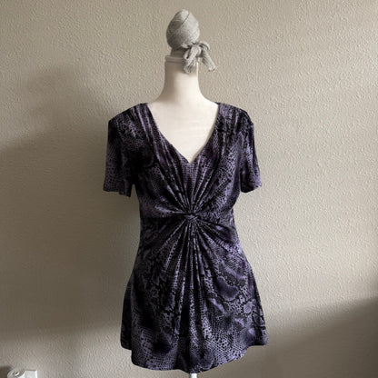 Purple snakeskin ruffle top