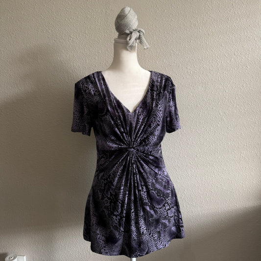 Purple snakeskin ruffle top