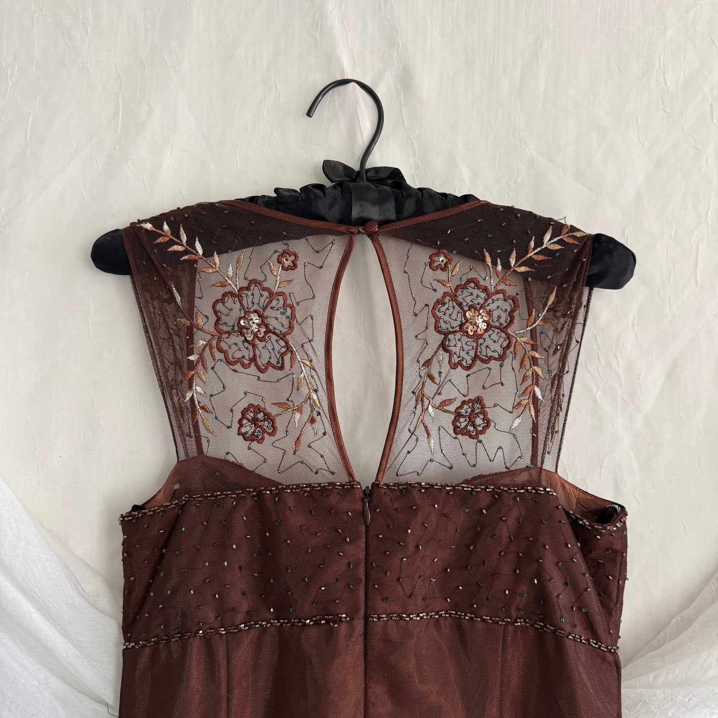 2000s whimsical prom beaded flower dress