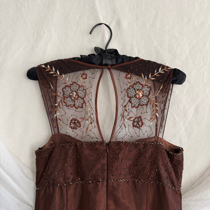 2000s whimsical prom beaded flower dress