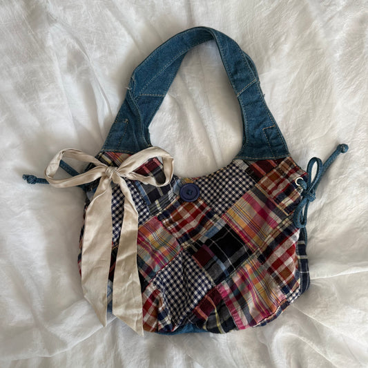 Patchwork gingham bag