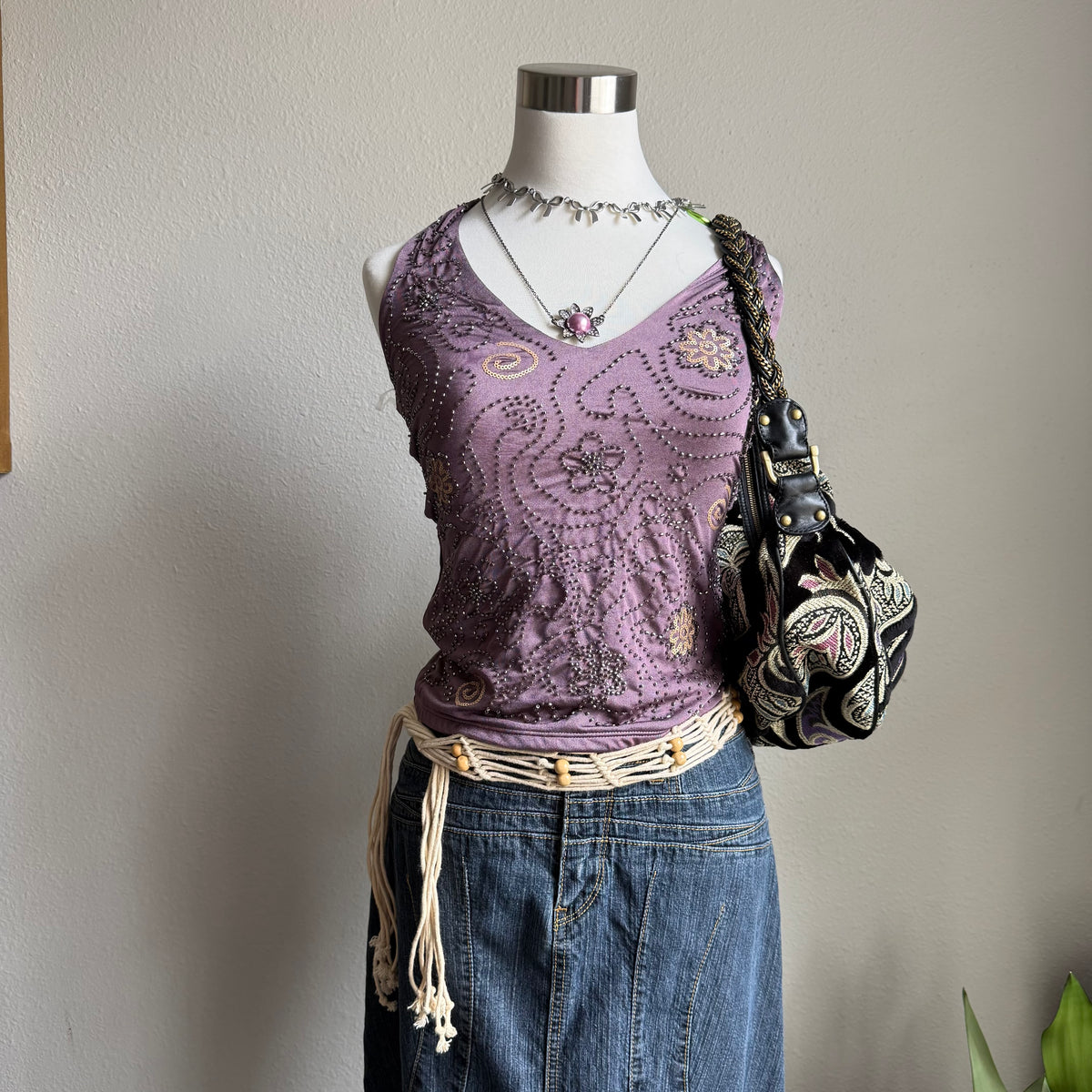 Crochet beaded belt