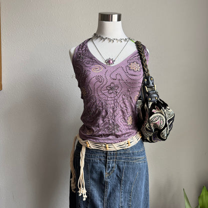 Crochet beaded belt