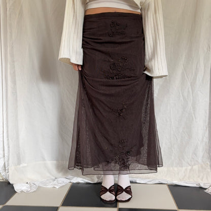 Evening beaded flower maxi