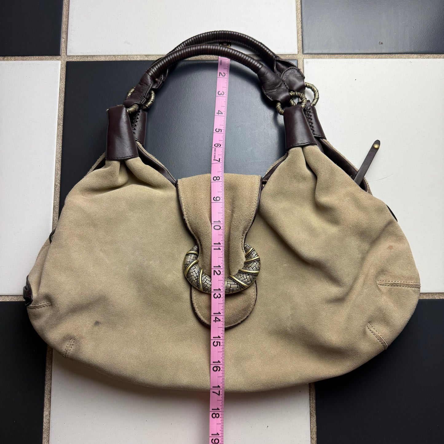 Suede hobo shoulder bag