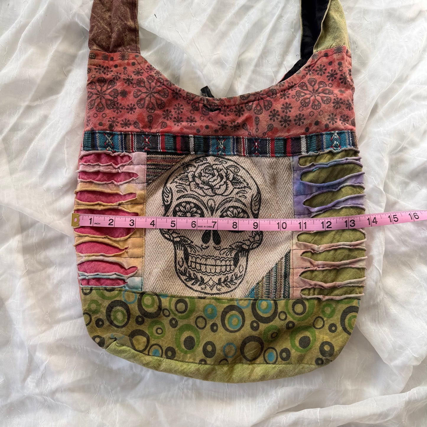 Boho skull crossbody bag