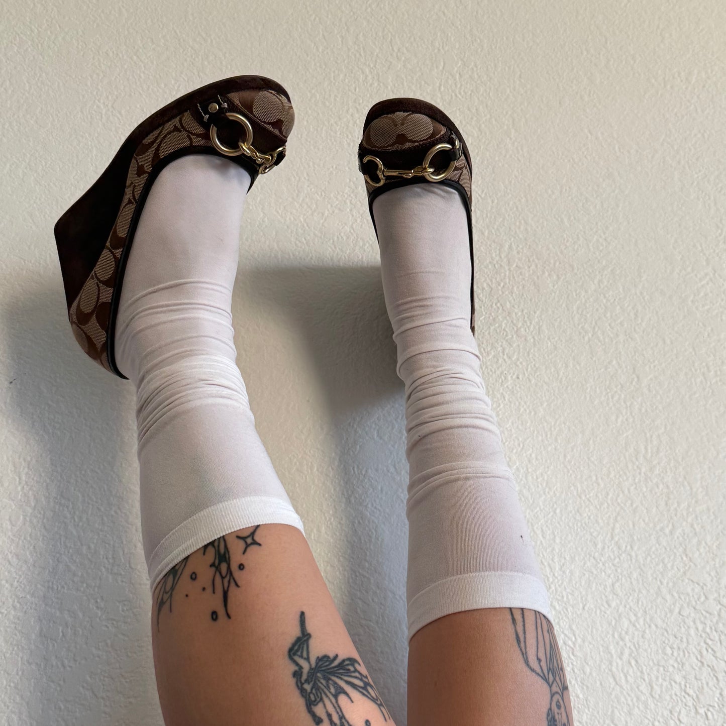 Coach brown wedge heels