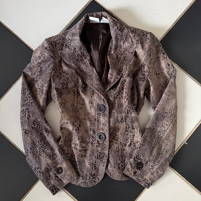 2000s brown printed blazer