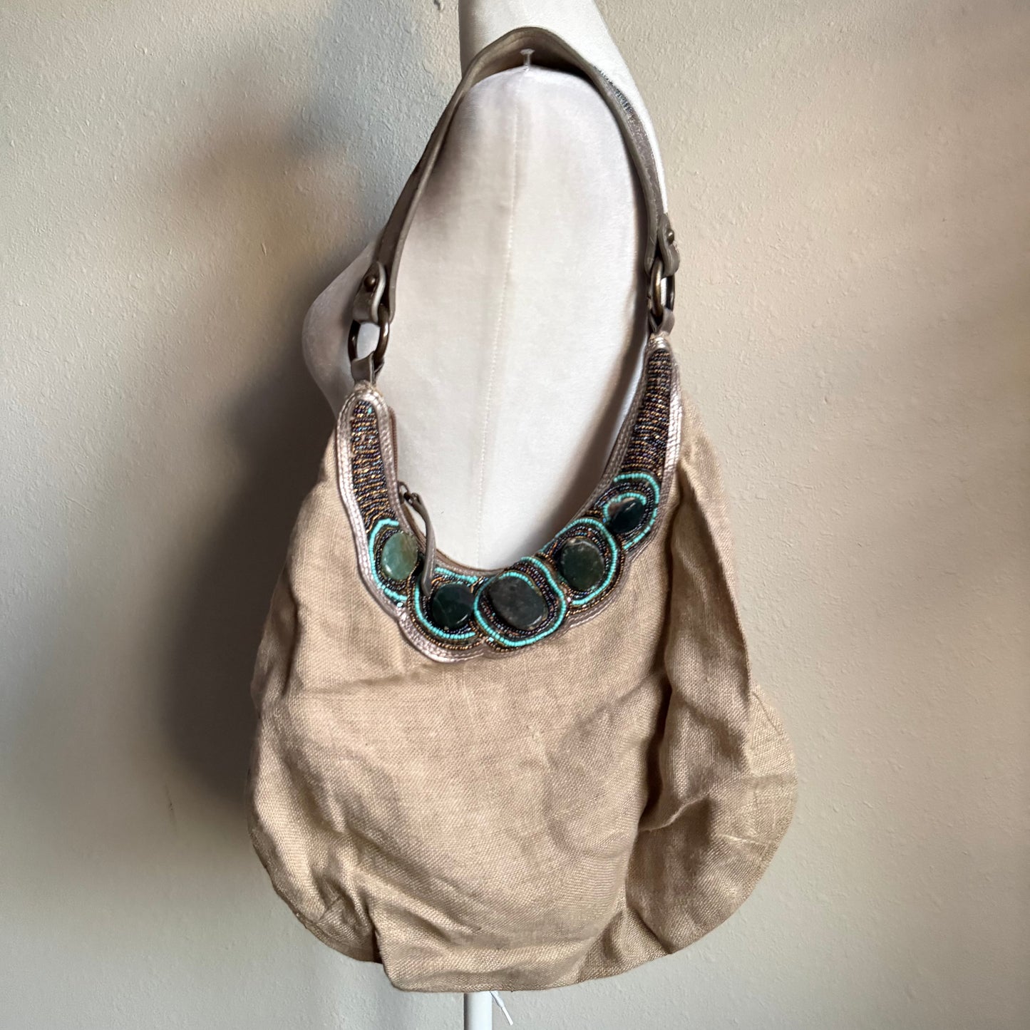 boho beaded hobo shoulder bag