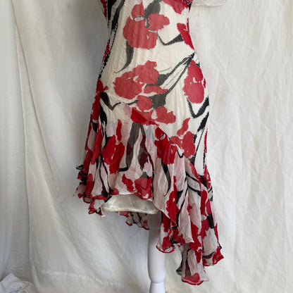 Allure flower beaded mini ruffle dress
