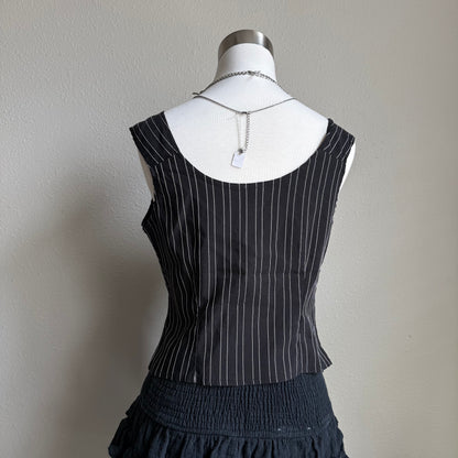 Y2K black pinstripe corset top