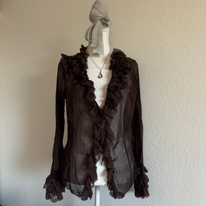 Fairy brown ruffle sleeved top