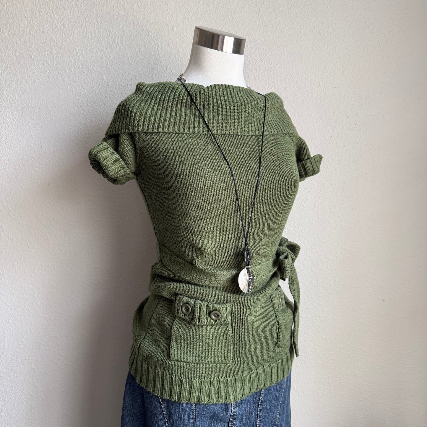 Y2K green cardigan top