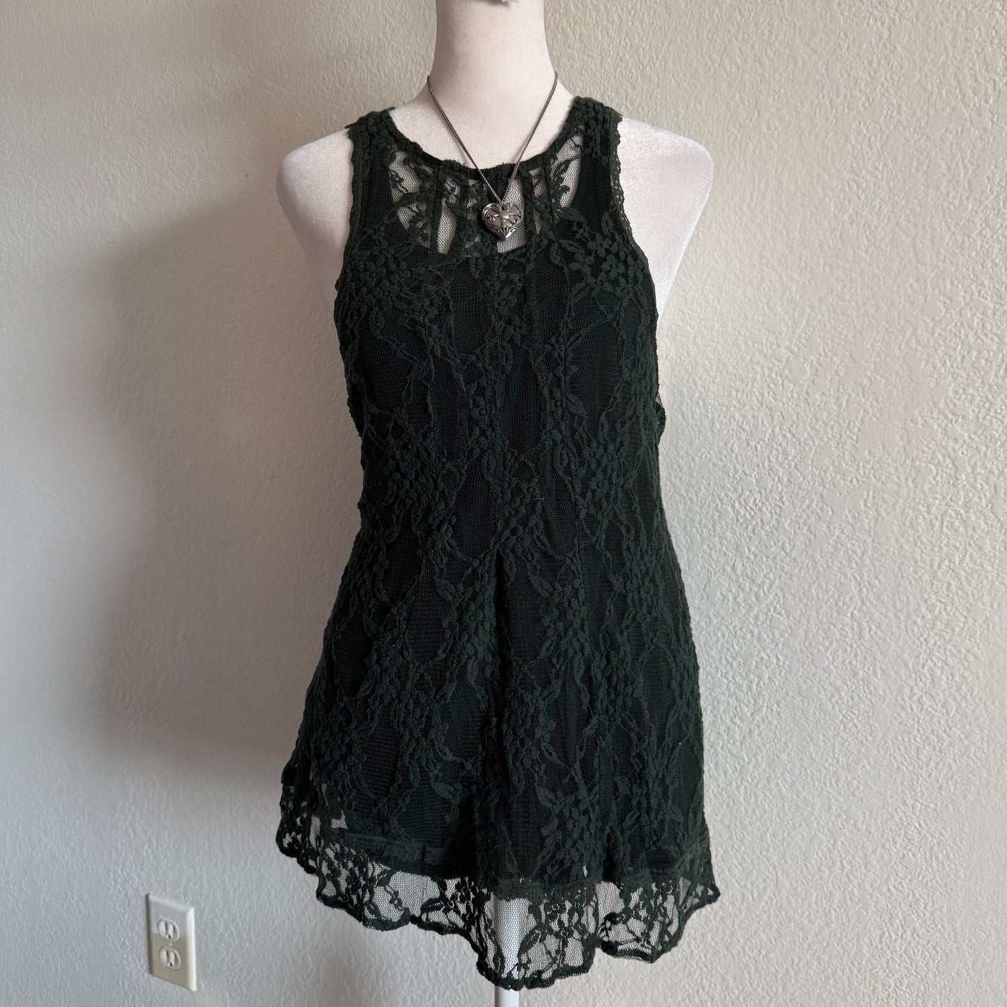 Lace green boho tank top