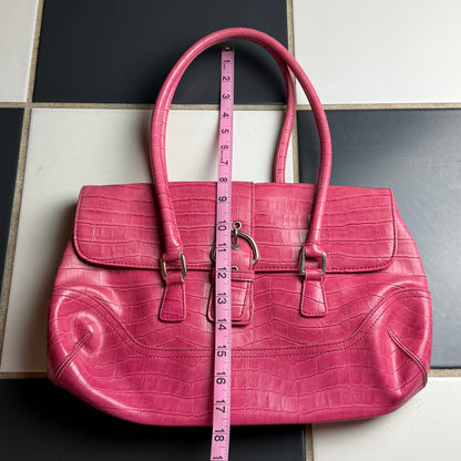 Pink croc shoulder bag