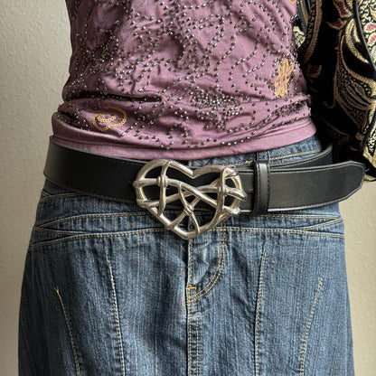Grunge heart black belt