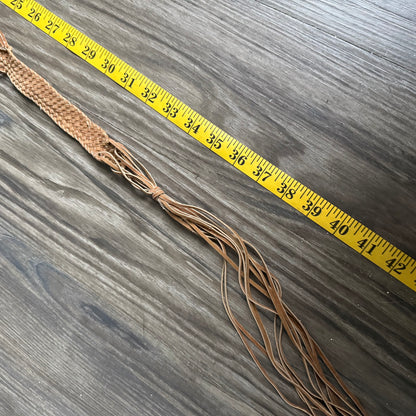 2000s soft brown crochet beaded belt