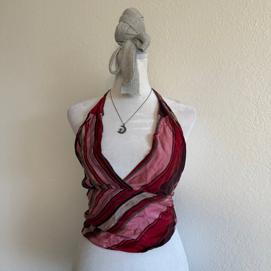 Club striped pink halter top