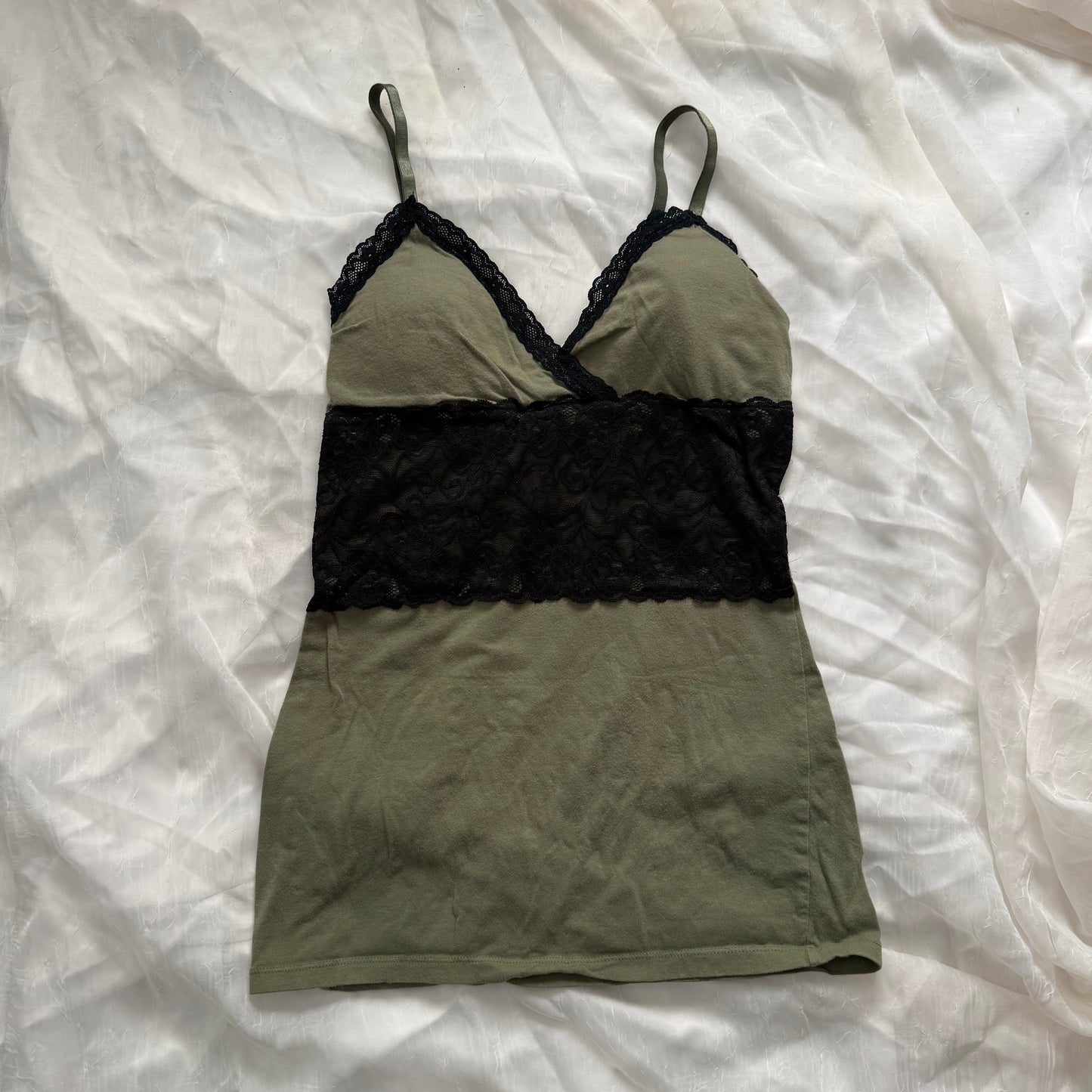 Green lace cami top