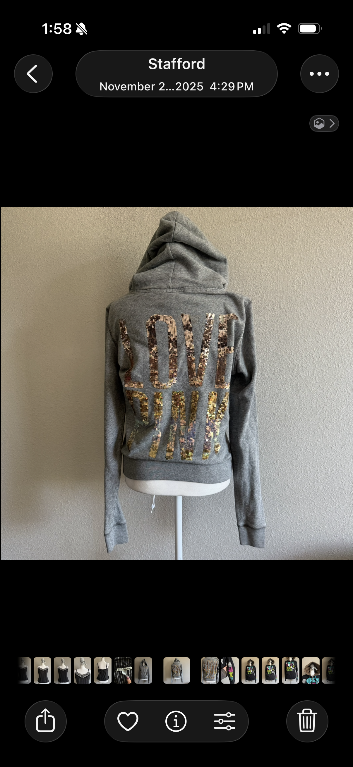 Love Pink sequin zip up