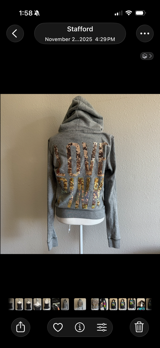 Love Pink sequin zip up