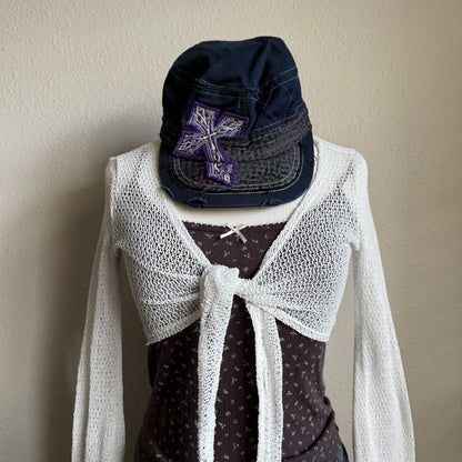 Y2K distressed cross cadet hat