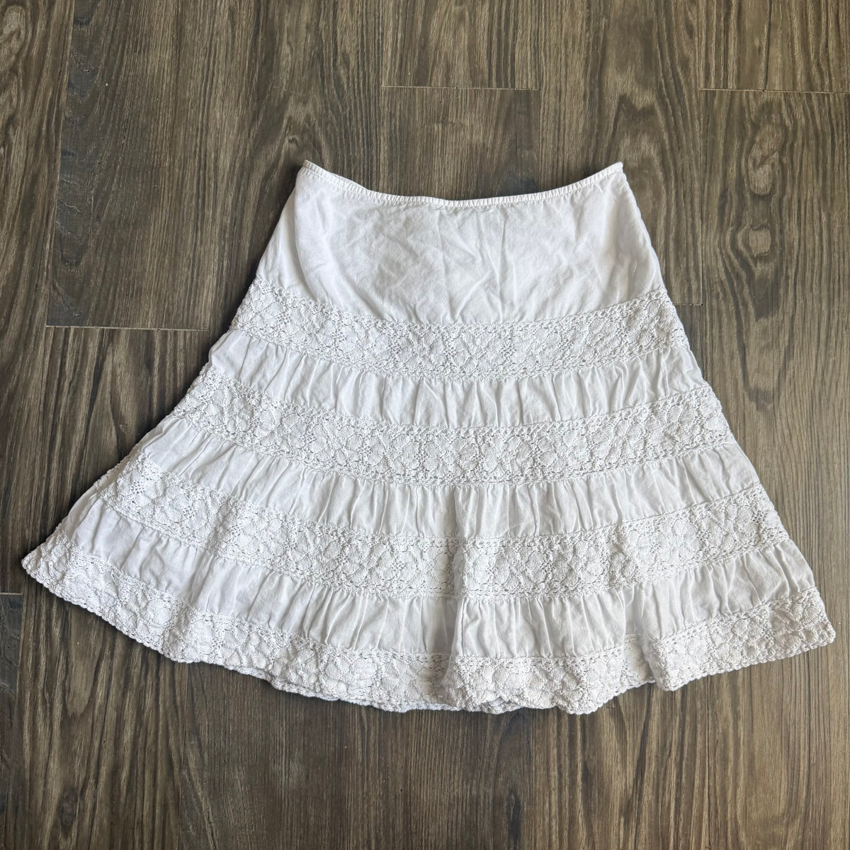 Soft white cottage midi skirt