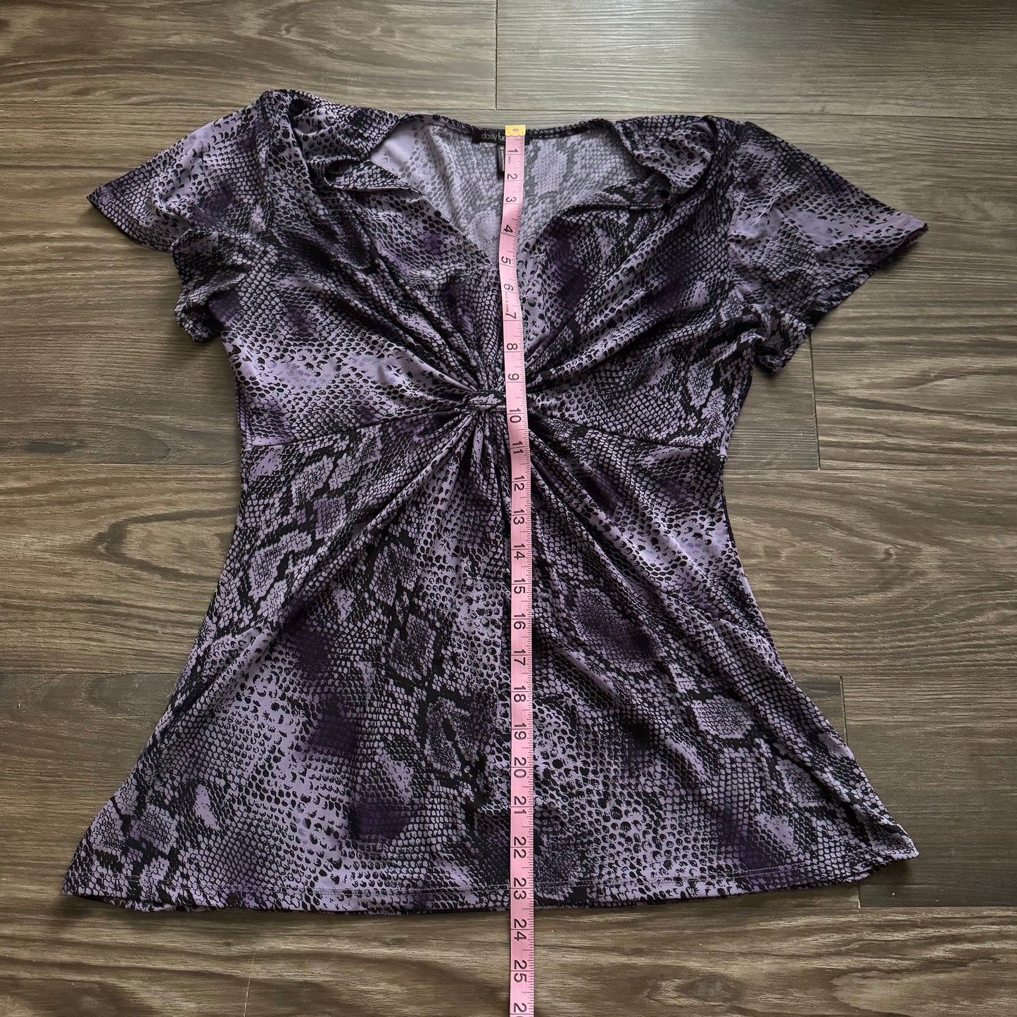 Purple snakeskin ruffle top