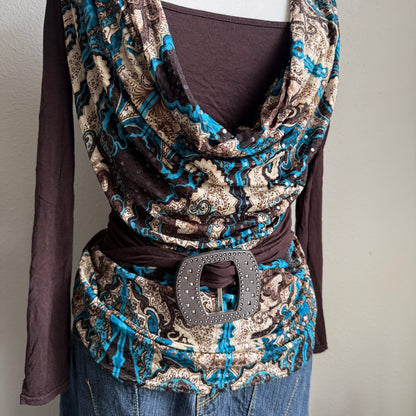 2000s Patterned sleeve top