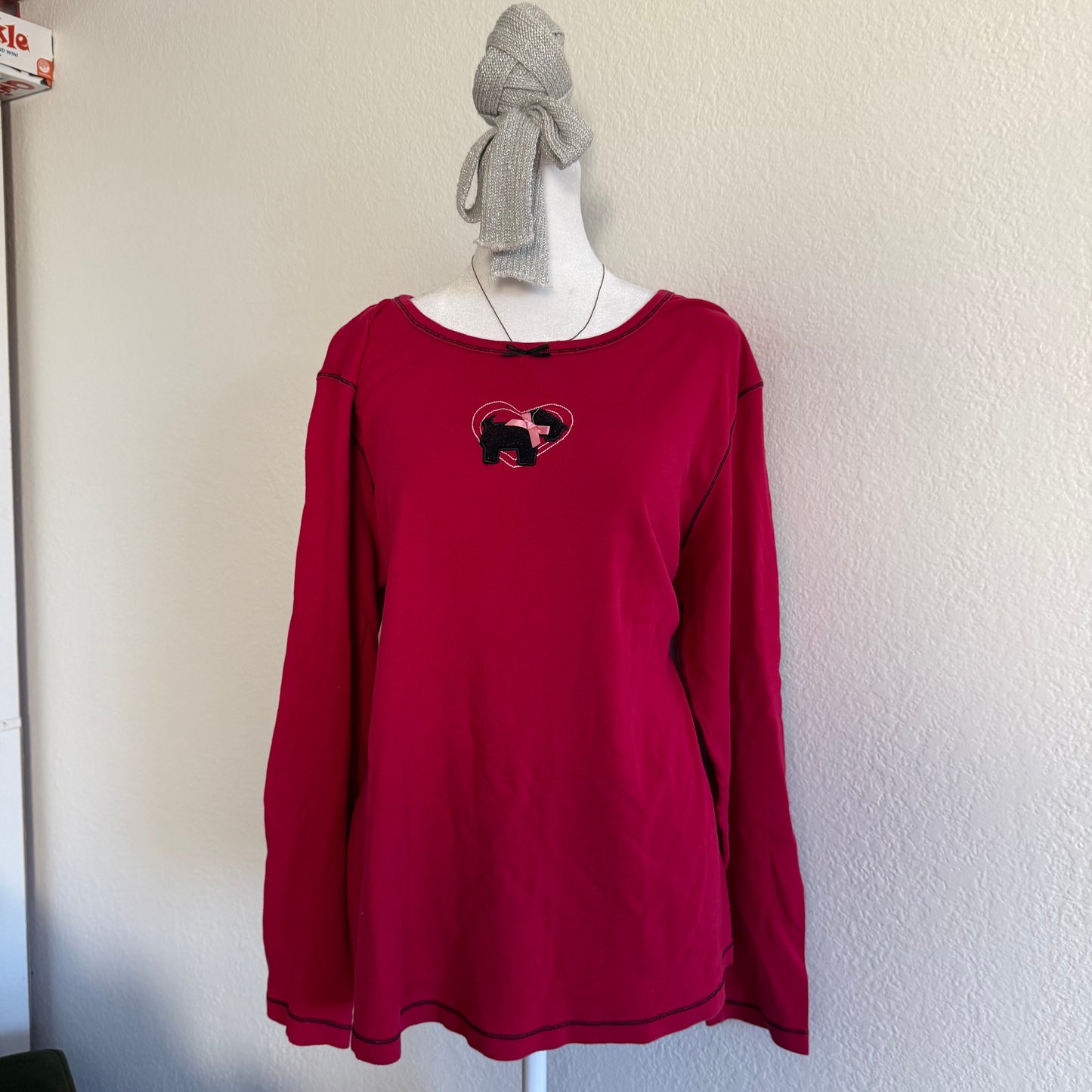 Red poodle longsleeve top