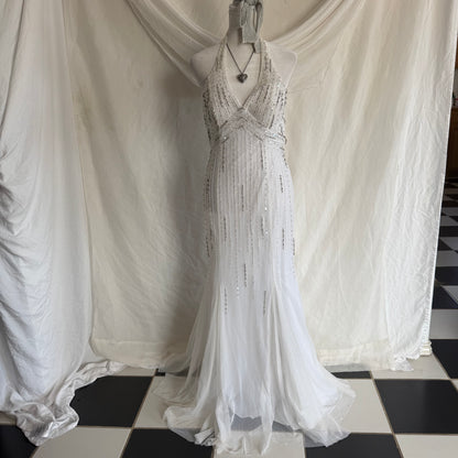 White beaded bridal dress