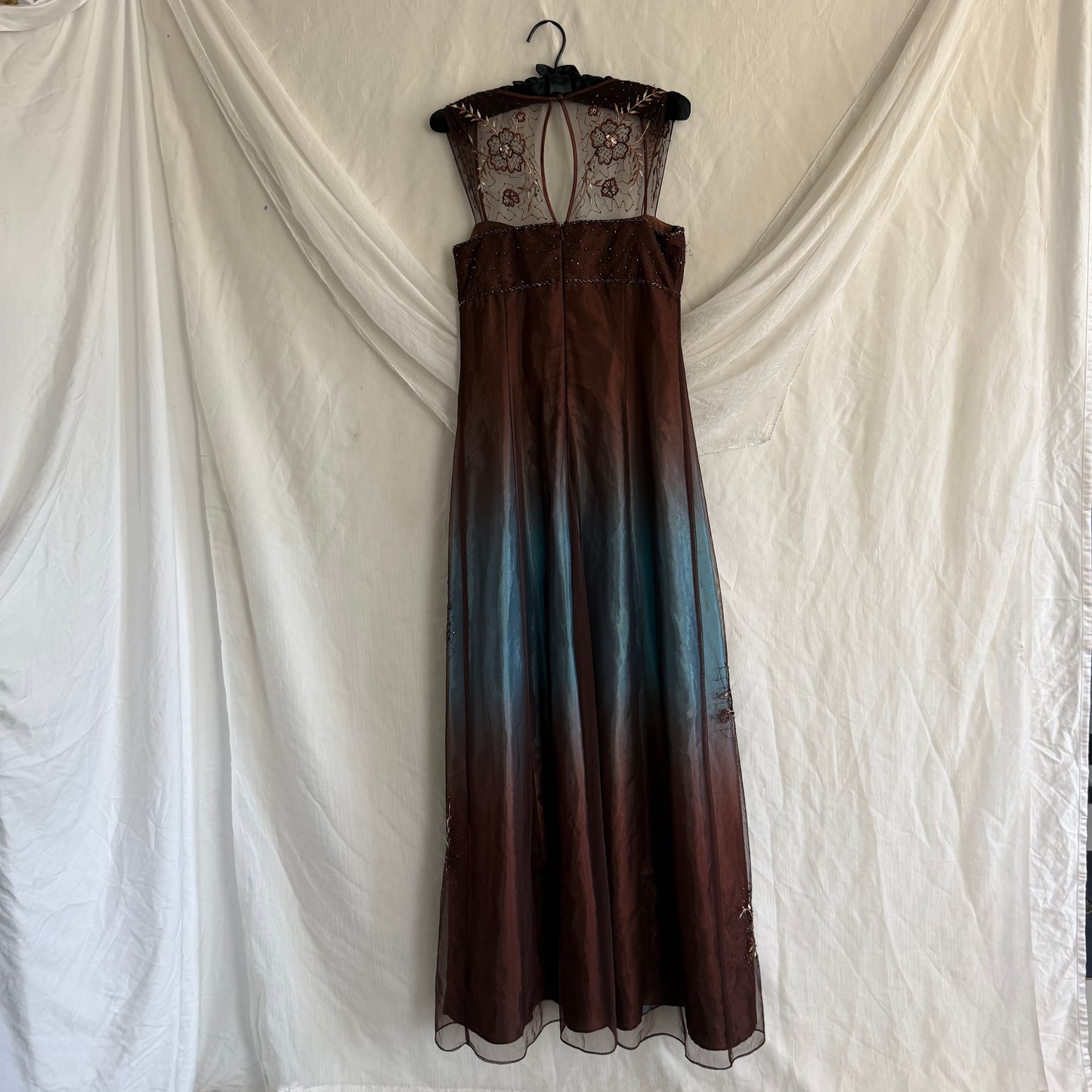 2000s whimsical prom beaded flower dress