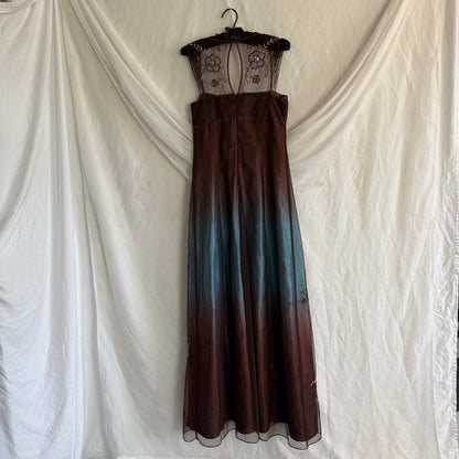 2000s whimsical prom beaded flower dress